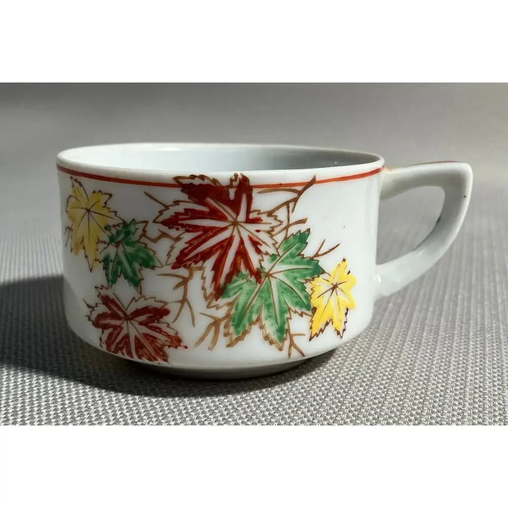 Fall‎ Demitasse Tea Cup & Saucer Hand painted  Leaves OCCUPIED JAPAN